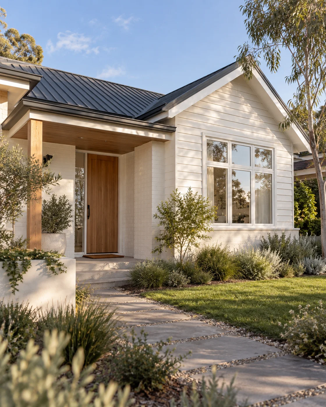Sunlit Australian family home with a welcoming front garden